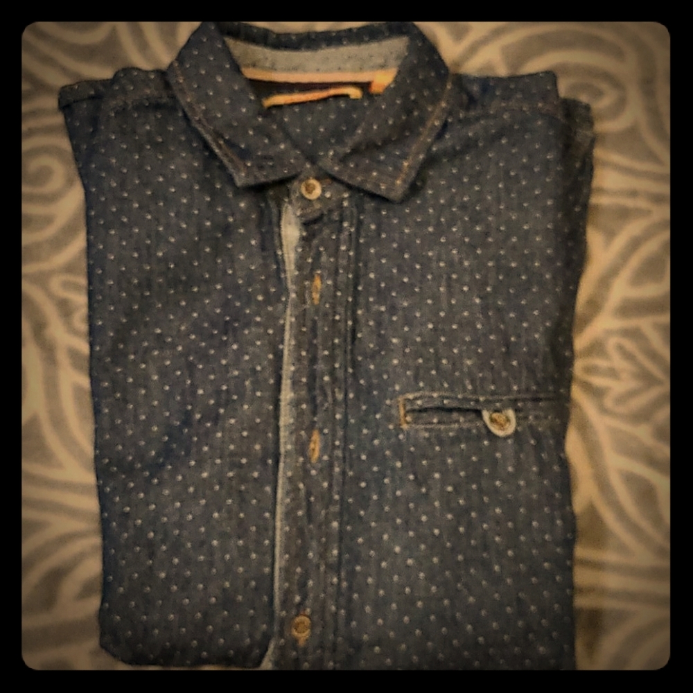 Jeremiah dotted blue button down shirt